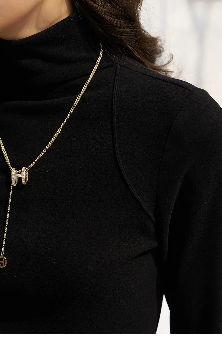 MISHOW Mock Neck Bottoming Shirt Long Sleeve Inner Tops for Women 2023 Autumn Winter New Fashion Warm Slim T-shirt MXC58Z0290