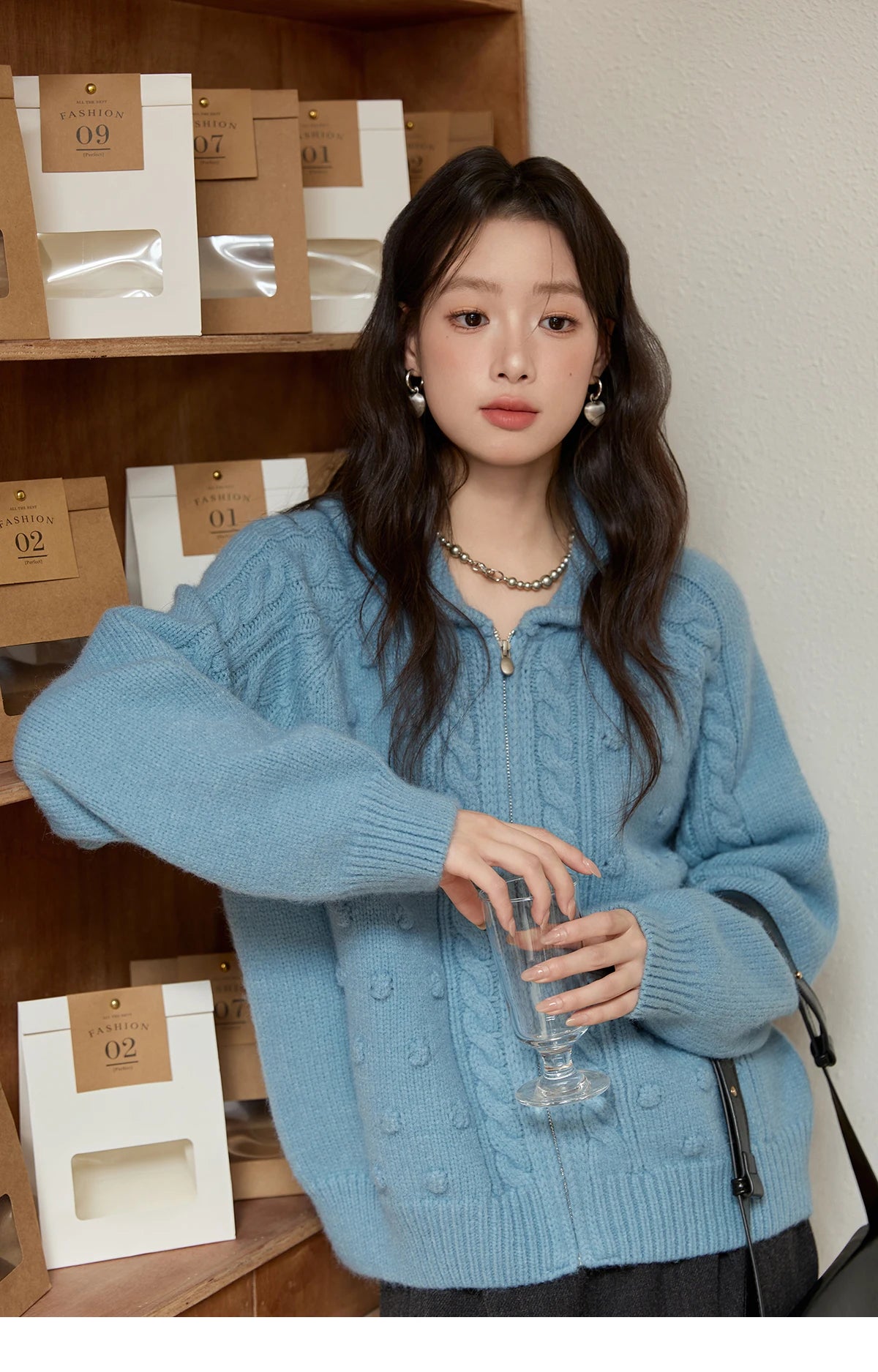 MISHOW Zipper Knit Cardigan Women 2025 Winter Yellow Turn-down Collar Loose Thick Sweater Luxury Comfort Casual Top MXE49Z2619