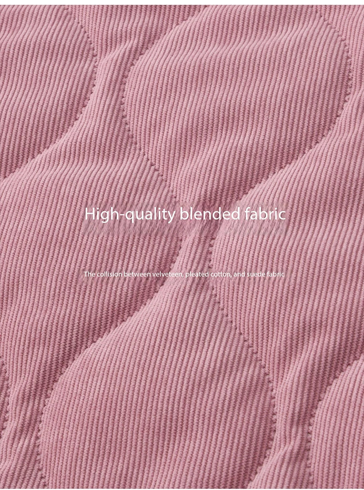 MISHOW Pink Purple Corduroy Jacket Women 2025 Winter Retro Gourd Pattern Pleated Cotton Splicing Suede Jacket Top MXE88W0882