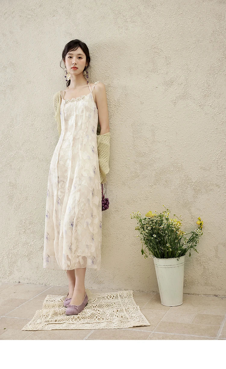 MISHOW Print Suspender Dress Women 2025 Spring Summer Square Collar Sleeveless Cut Flower Dresses New Fashion Slim MXE16L2144