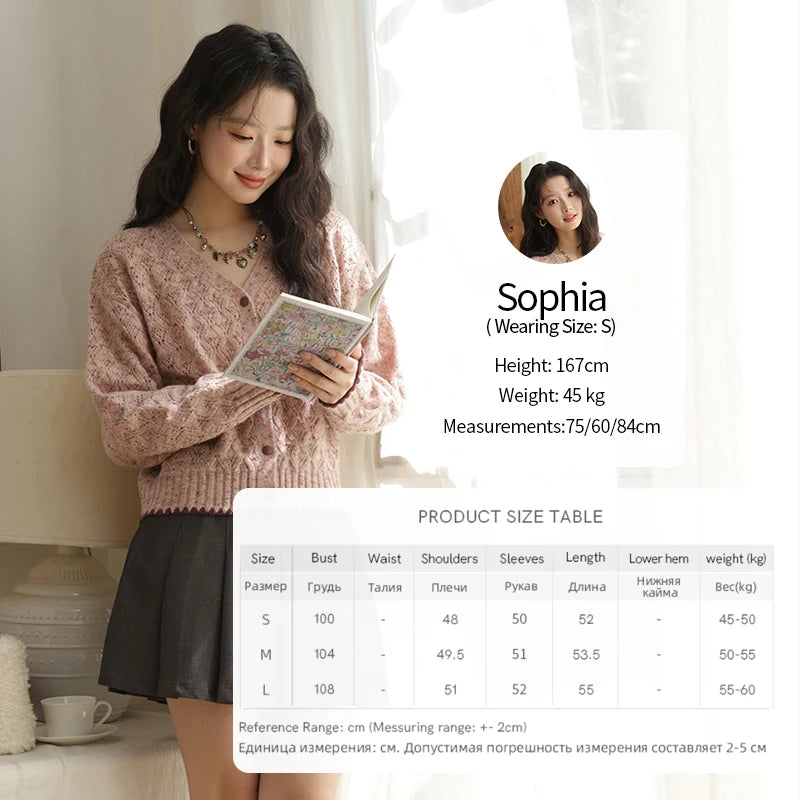 MISHOW Colorful Dot Wool Knitted Cardigan 2025 Autumn Hem Cuffs Shell Embroidery Tops Hollow Argyle Pattern Sweater MXE44Z1364