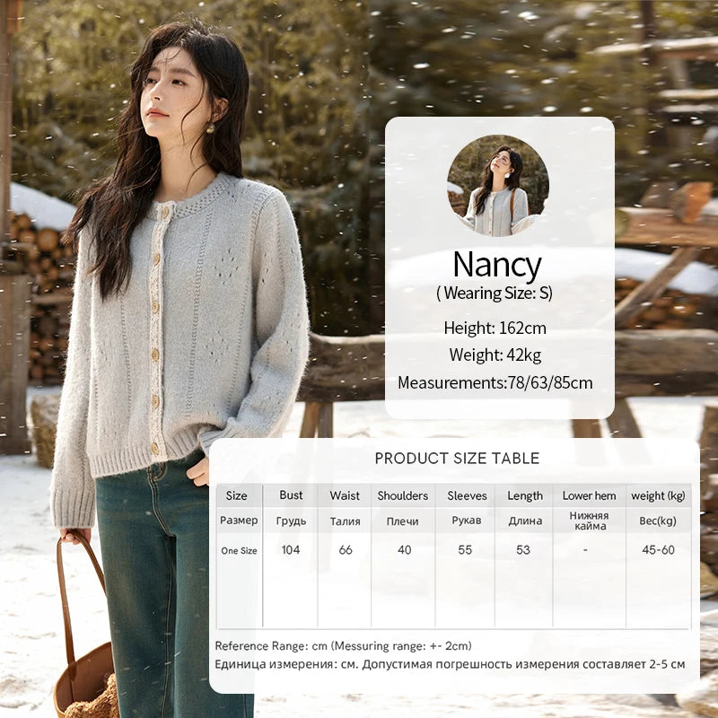 MISHOW Wool Blend Cardigan Pink Sweater 2024 Autumn Winter Women Clothes Sweet Top Knitted Sweater Outerwears MXD56Z1064