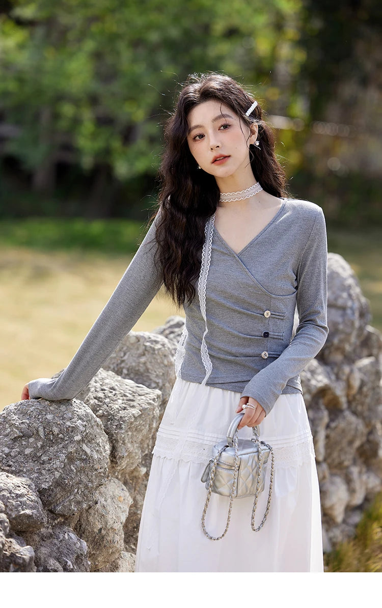 MISHOW French Retro Hollow Lace Skirt for Women Spring 2025 Elegnat 100 Cotton A-line Skirt High Waist Sweet Skirts MXE12B0643