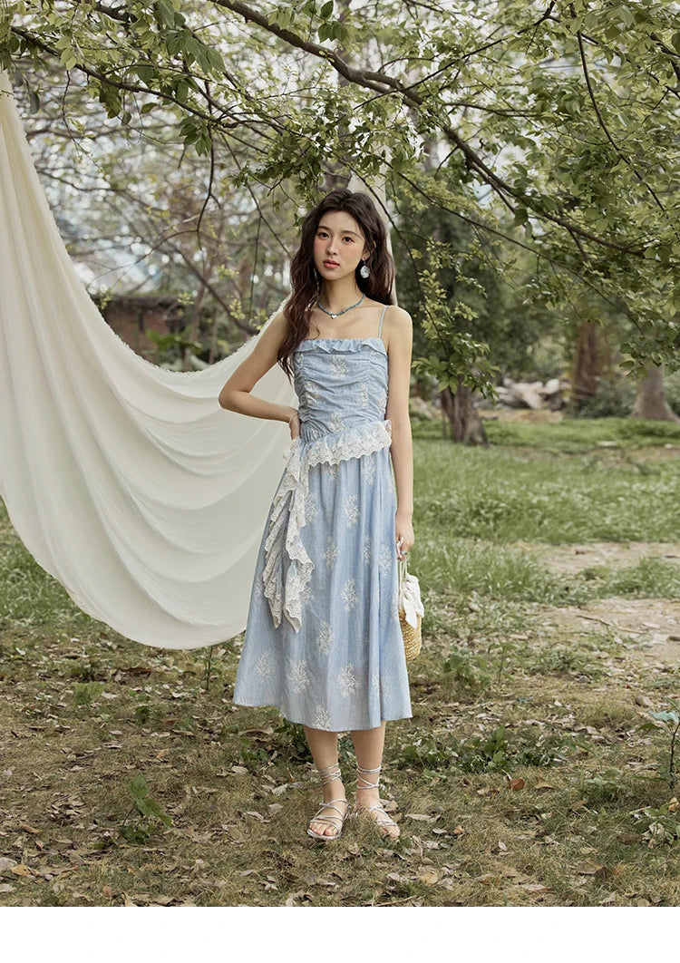 Mishow Print Embroidery Sleeveless Camisole Dress MXE31L2201