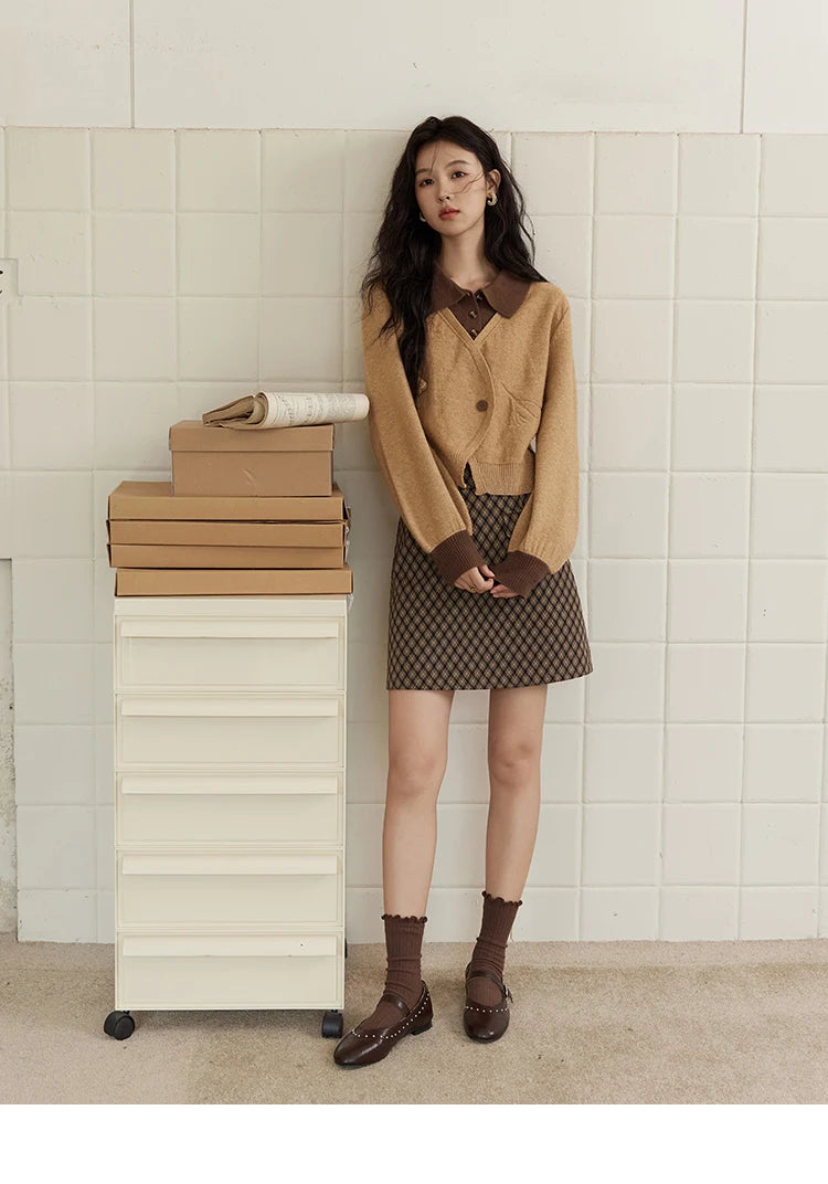 MISHOW Fake Two-piece Sweater Women French Retro Splicing Top 2024 Fall Winter New Korean Design Thin Knitwear MXD46Z0804