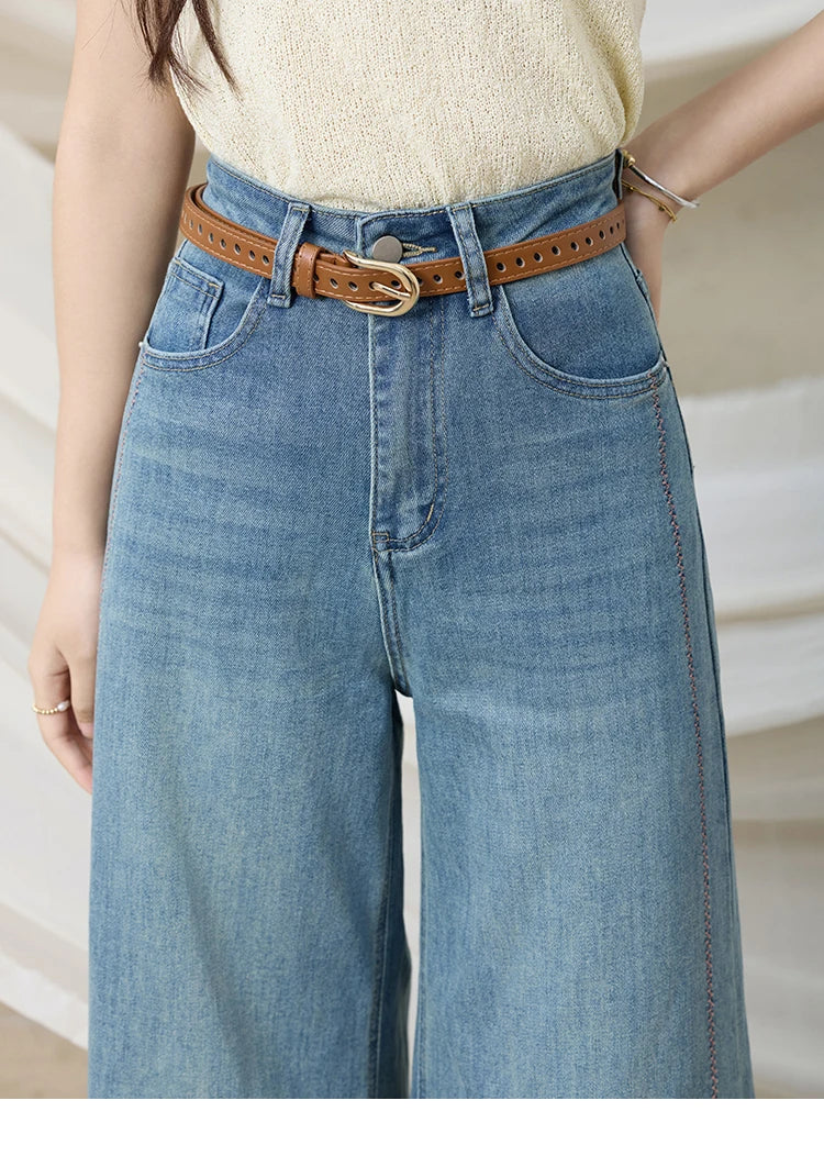 MISHOW Versatile Summer New Long Jeans Women 2025 Slimming High Waist Ankle-Length Wide Leg Pants Female Retro Thin MXE32K0919