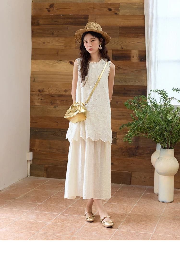 Mishow French Embroidery Fake Two-Piece Vest Dress MXE34L2311
