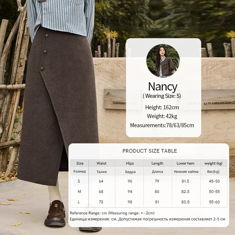 MISHOW Plaid Tweed Skirt Long-sleeved Jacket Long Skirt Separately Winter 2024 Korean O Neck Coat Front Slit Skirt MXD43W0445