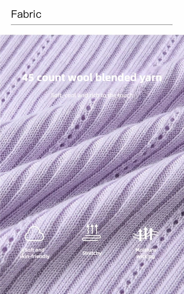 MISHOW Macaron Knitted Tops 2025 Spring Hollow Hook Flower Lace Splicing Tops Bow Embroidery O-neck Long Sleeve Tees MXE16Z1211