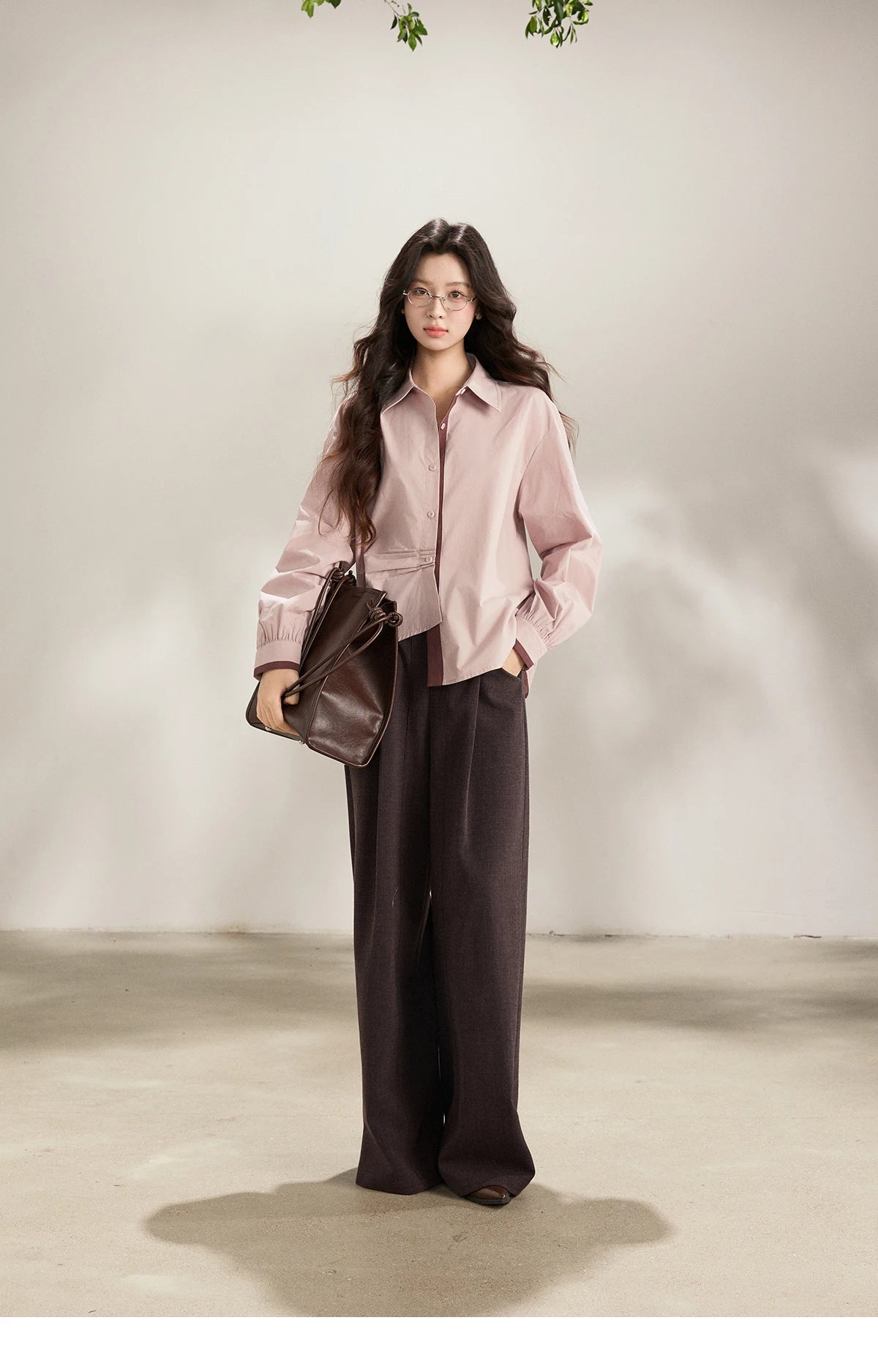 MISHOW Women's French 100 Cotton Contrasting Color Shirts Spring Polo Neck Asymmetrical Casual Commute Loose Shirt MXF13C2435