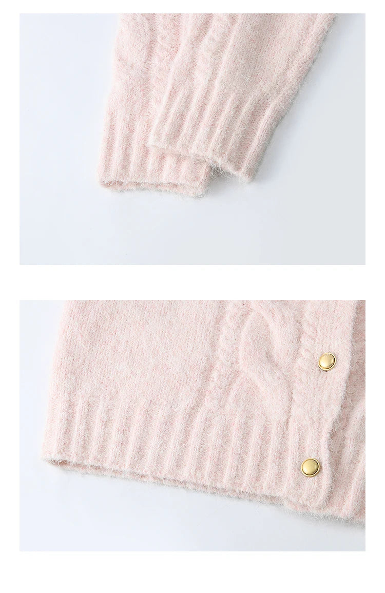 MISHOW Sweet Sweater Cardigan Women 2024 Autumn Winter French Gentle Slim Single Breasted O-Neck Wool Knitted Jacket MXD55Z1030