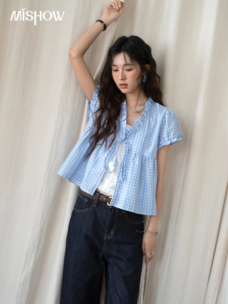 MISHOW Women's Straight Pants 2025 Summer Fashion High Waist Wide Leg Jeans Slim Zipper Pants Casual Female Clothing MXE37K0995