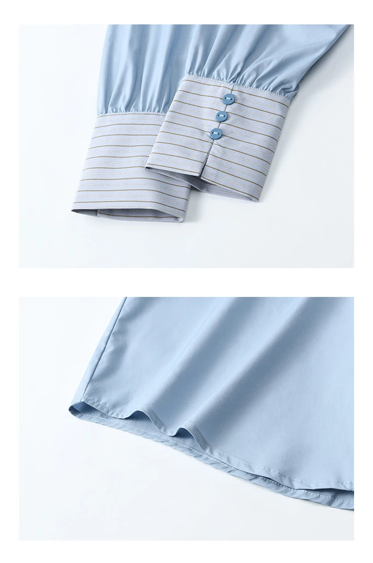 MISHOW Striped Patchwork Shirt for Women Spring 2025 Irregular Single Breasted Buckle Shirts Lapel Tops Office Lady MXE12C0412