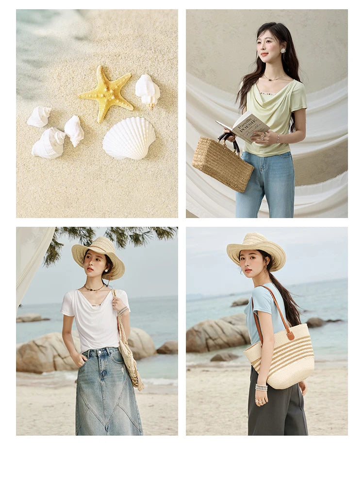 MISHOW Casual Summer Shirts Women 2025 Fashion Short Sleeve Swing Collar Solid T-shirt Female Slim Shell Ribbon Tops MXE33T0524