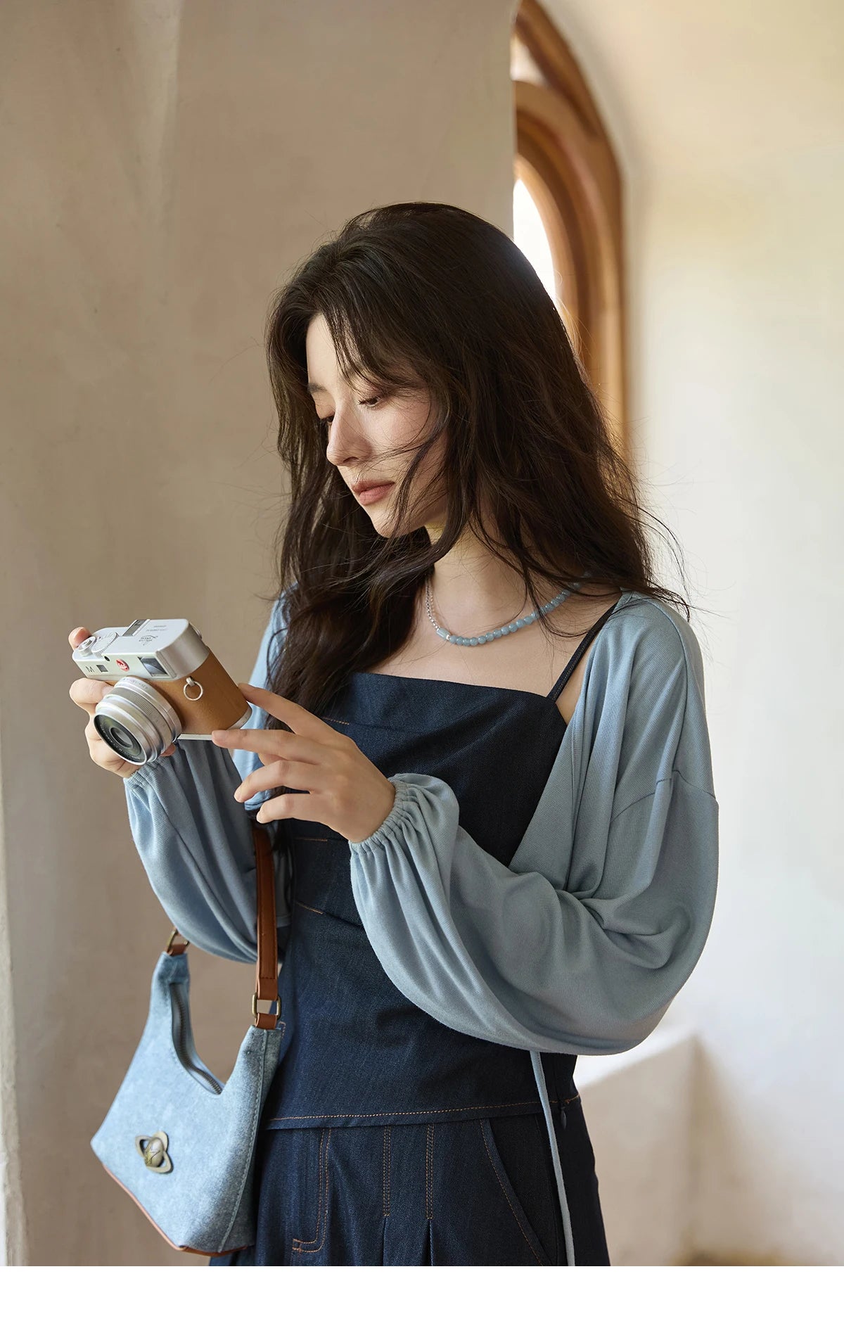 MISHOW Imitation Denim Casual Camisole Desses for Women Autumn 2025 Solid Lace-up Cardigan Separately (Not A Set) MXE41T0693