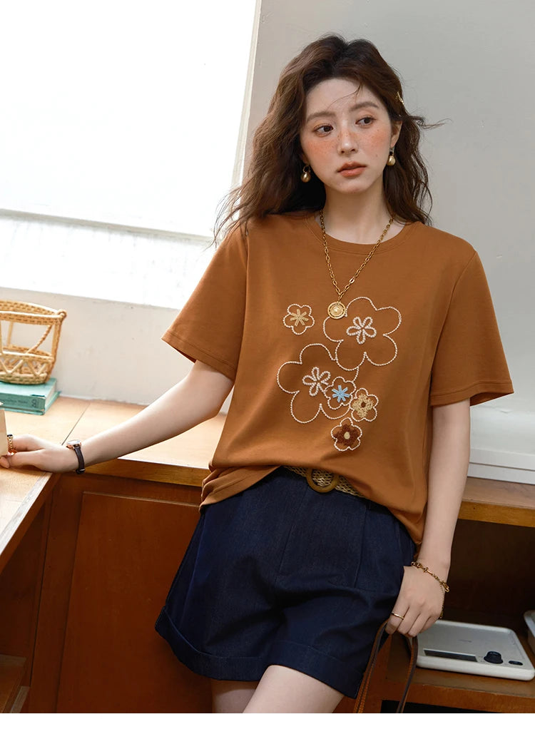 MISHOW Fashion Print T-shirt Women's 2025 Summer New O-Neck Short Sleeve Tee Casual Versatile Top Women's Clothing MXE36T0576