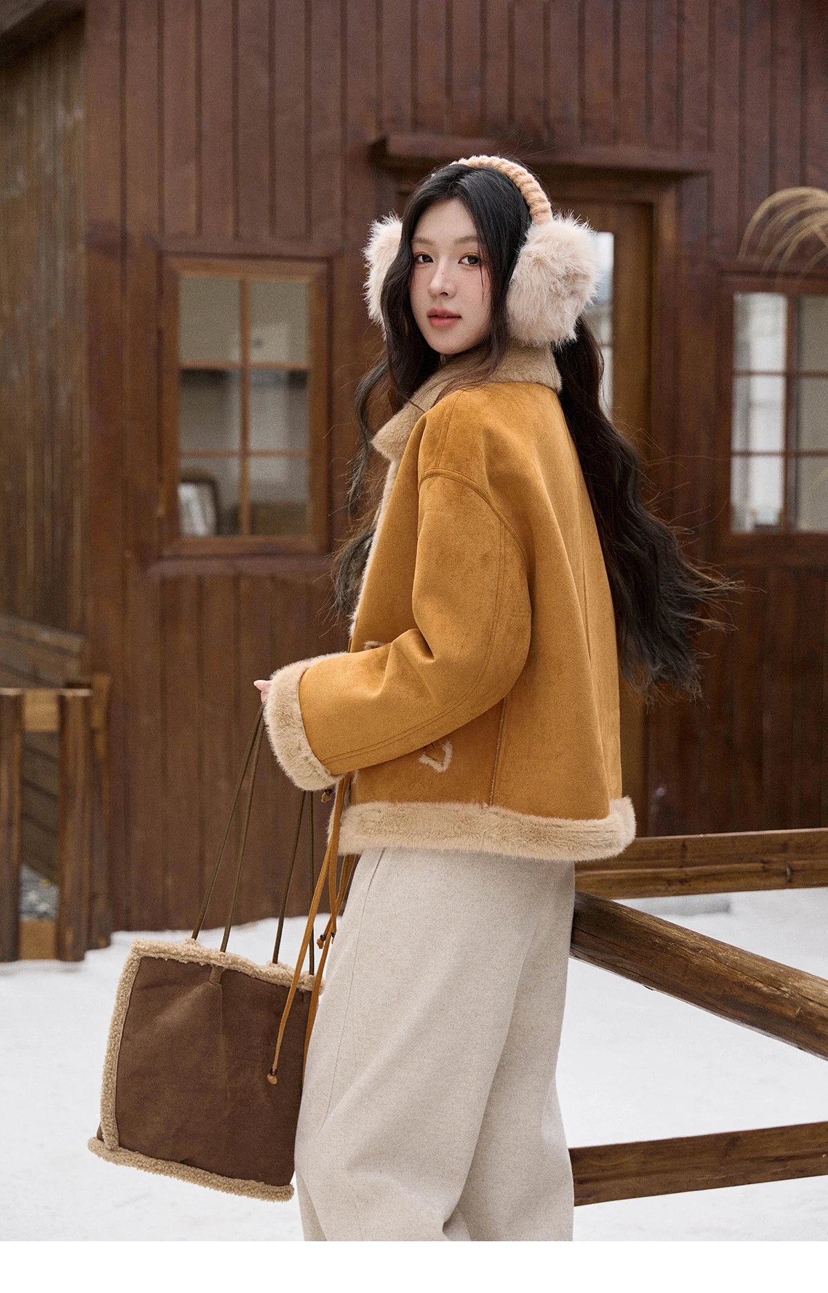 MISHOW Suede Imitation Mink Fur Coat Women Winter 2025 Retro Thick Plush Lace Up Coat Warm Lapel Jackets Office Lady MXE90W0921