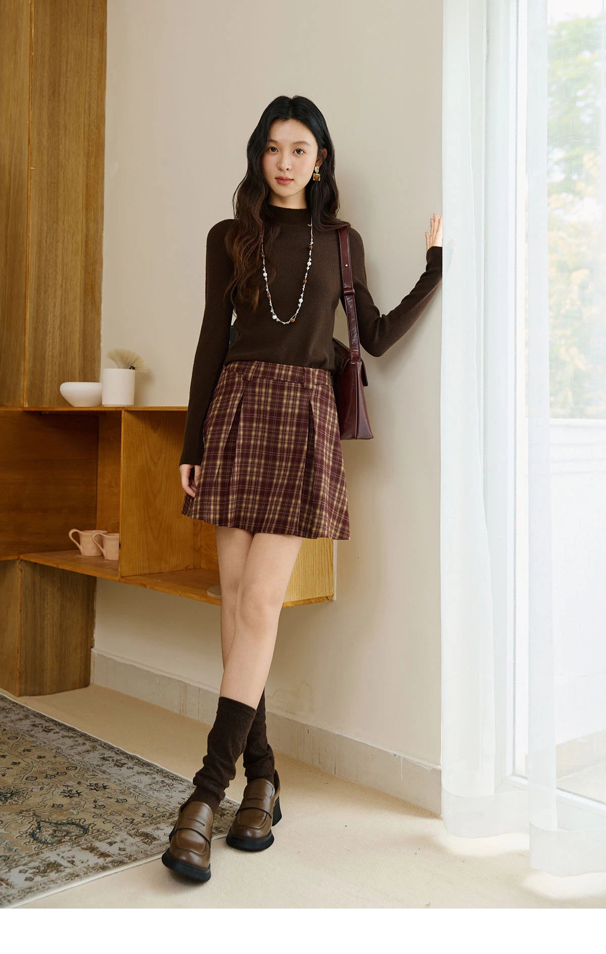 MISHOW Woman Long-sleeved Tops 2025 Autumn Winter Minimalist Mock Neck Knited Top Commute Casual Slim Pullover Woman MXE48Z2583