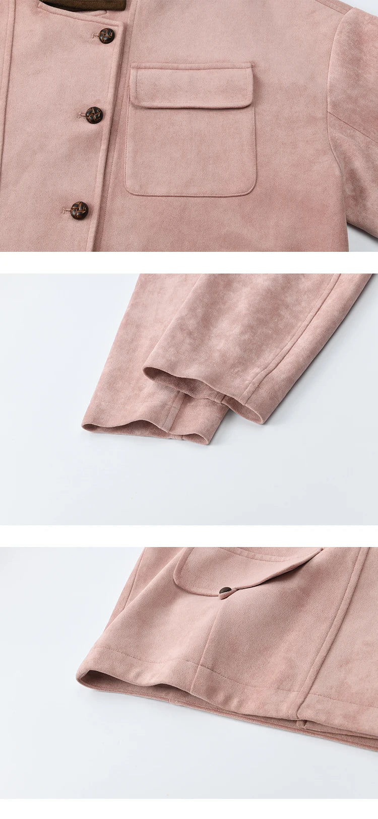 MISHOW Woman Jacket 2025 Autumn French Style Pink Coffee Suede Jacket Contrast Color Stand Collar Loose Short Coat MXE48W0851