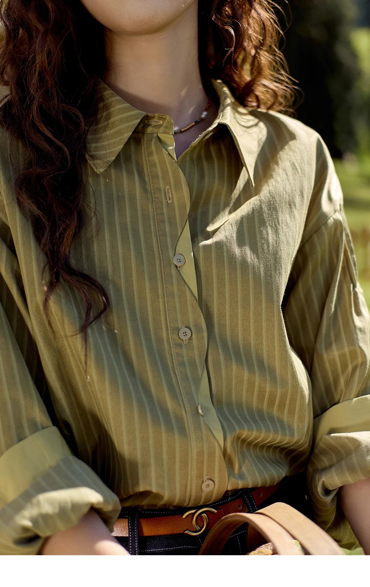 MISHOW Striped Casual Shirt for Women 2024 Autumn Retro Lapel Long Sleeve Top Contrasting Cuffs Shirts Office Lady MXD42C0301