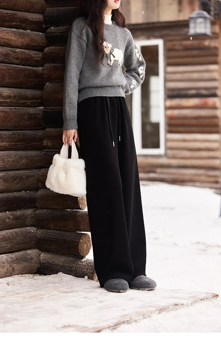 MISHOW Wide Legged Pants Women's Casual Versatile Long Pants 2025 Fall Winter New Korean High-waist Thin Pants MXD34K0824