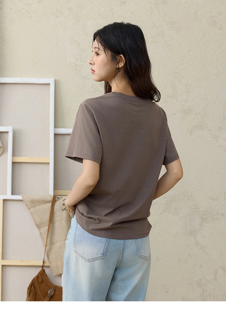 MISHOW Casual Print Shirts Women Summer New 2025 Short Sleeve Round Neck Loose Pure Cotton T-shirt Female Fashion MXE31T0533