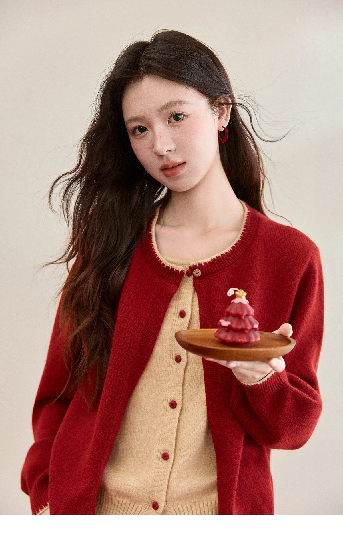 MISHOW Color Block Contrast Fake Two-Piece Cardigan Women Winter Removable Plaid Collar Tie Thickened Knitted Sweater MXE93Z2816