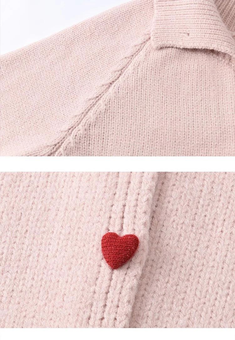 MISHOW Love Heart Button Sweater Color Clash Women Winter Clothing Knitted Cardigan Loose Versatile Thick Warm Tops MXD58Z1127
