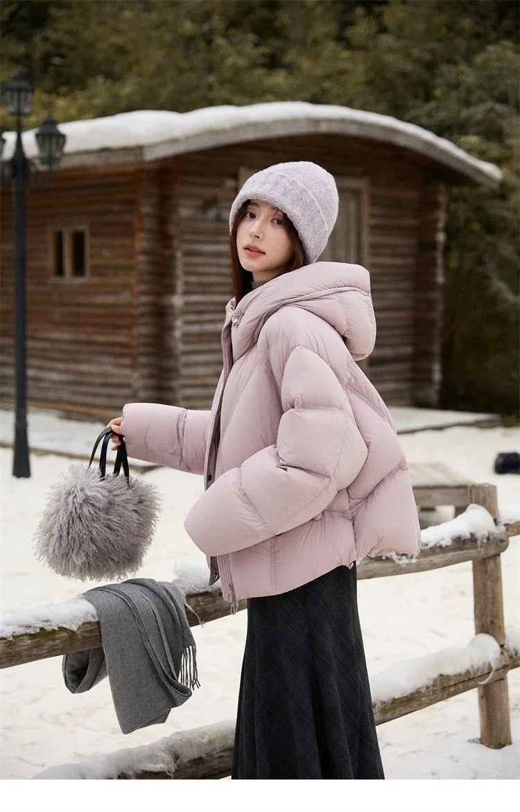 MISHOW Blue Down Coat Women 2025 Winter Fashion Elegant 90% White Duck Down Short Lightweight Puffer Jacket Warm MXE51Y0081