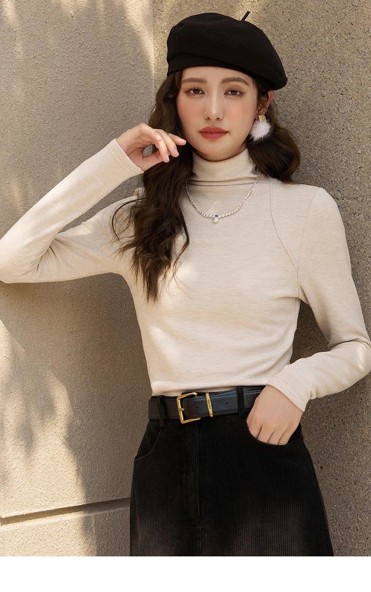 MISHOW Mock Neck Bottoming Shirt Long Sleeve Inner Tops for Women 2023 Autumn Winter New Fashion Warm Slim T-shirt MXC58Z0290