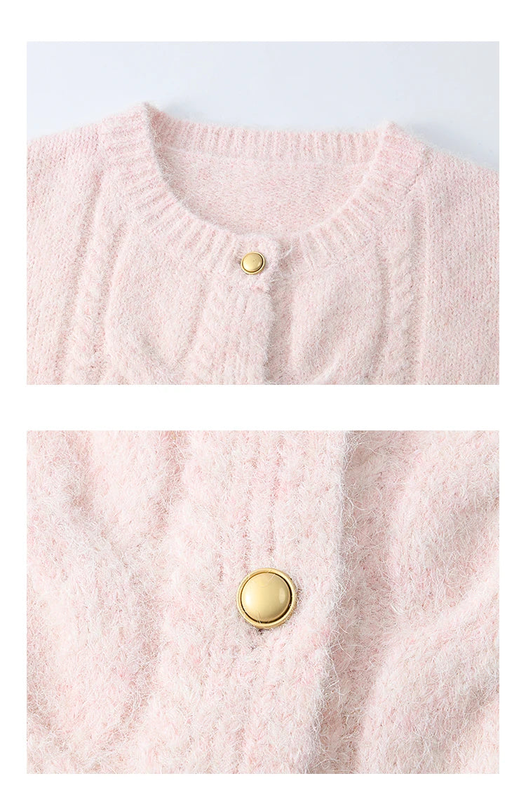 MISHOW Sweet Sweater Cardigan Women 2024 Autumn Winter French Gentle Slim Single Breasted O-Neck Wool Knitted Jacket MXD55Z1030