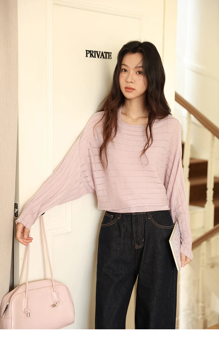 MISHOW Striped Short Hanging Neck Top Two-piece Set 2025 Autumn Wool Blend Knitted Sweater Casual Fashion Top Sets MXE46T1399