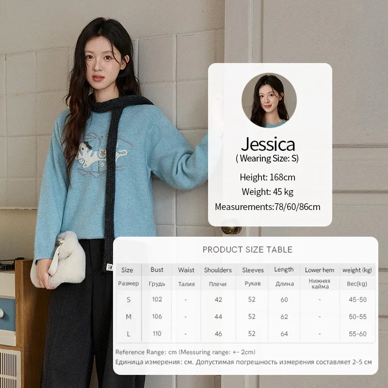 MISHOW Handmade Embroidered Jacquard Sweater for Women in Autumn Winter 2025 Thick Pony Knitted Pullover Sweaters MXE92Z2848