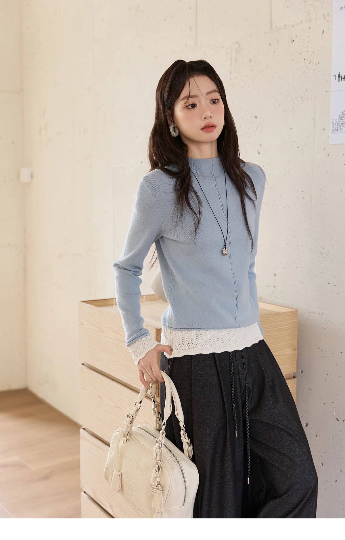 MISHOW Women's Trousers 2025 Autumn Winter Lace-up Gray Wide-leg Pants High Waist Slim Commuting Casual Pants Women MXE51K1106