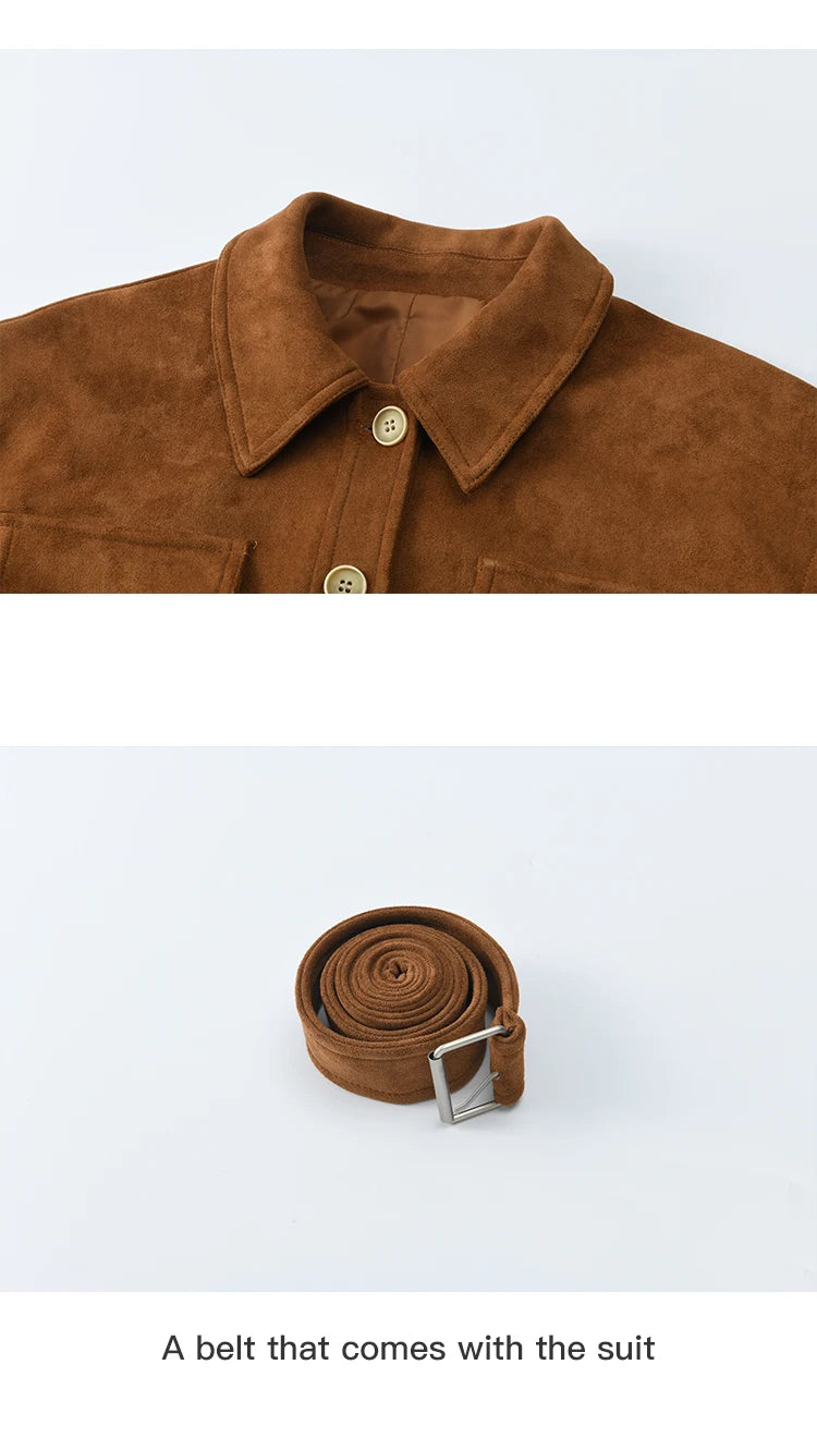 MISHOW Short Jacket for Women 2025 Autumn New Brown Lapel Metal Button Decorated Jacket Windproof Commuter Outerwear MXE46W0864