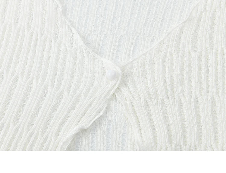 MISHOW Summer Casual Cardigan for Women 2025 New V-neck Long Sleeve Slim Knitted Cardigans Female Fashion White Tops MXE16Z1193