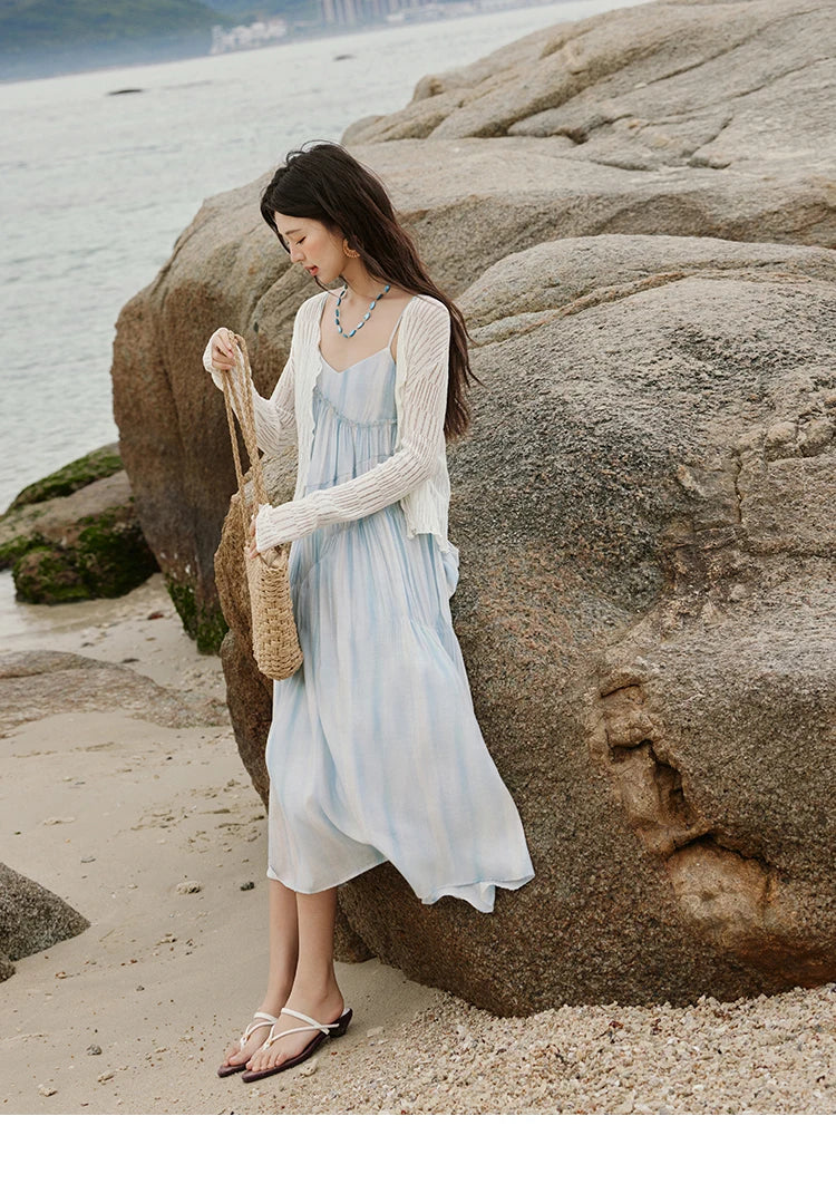 MISHOW Summer Holiday Camisole Dress for Women 2025 New Tie Dye Slim Sleeveless Seaside Long Dresses Female Fashion MXE12L2118