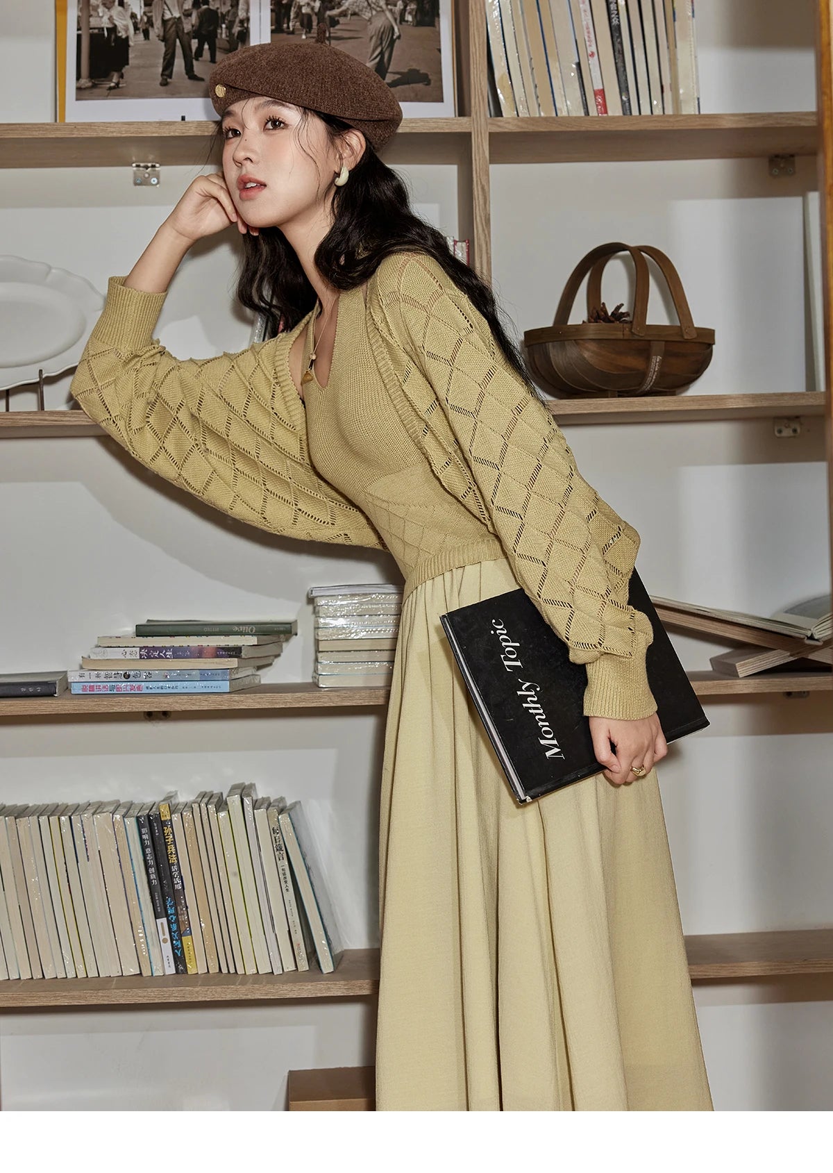 MISHOW Hanging Neck Dress Knitted Cardigan Separately 2024 Autumn Hollow Short Top Knitted Patchwork Sleeveless Dress MPD42L2040