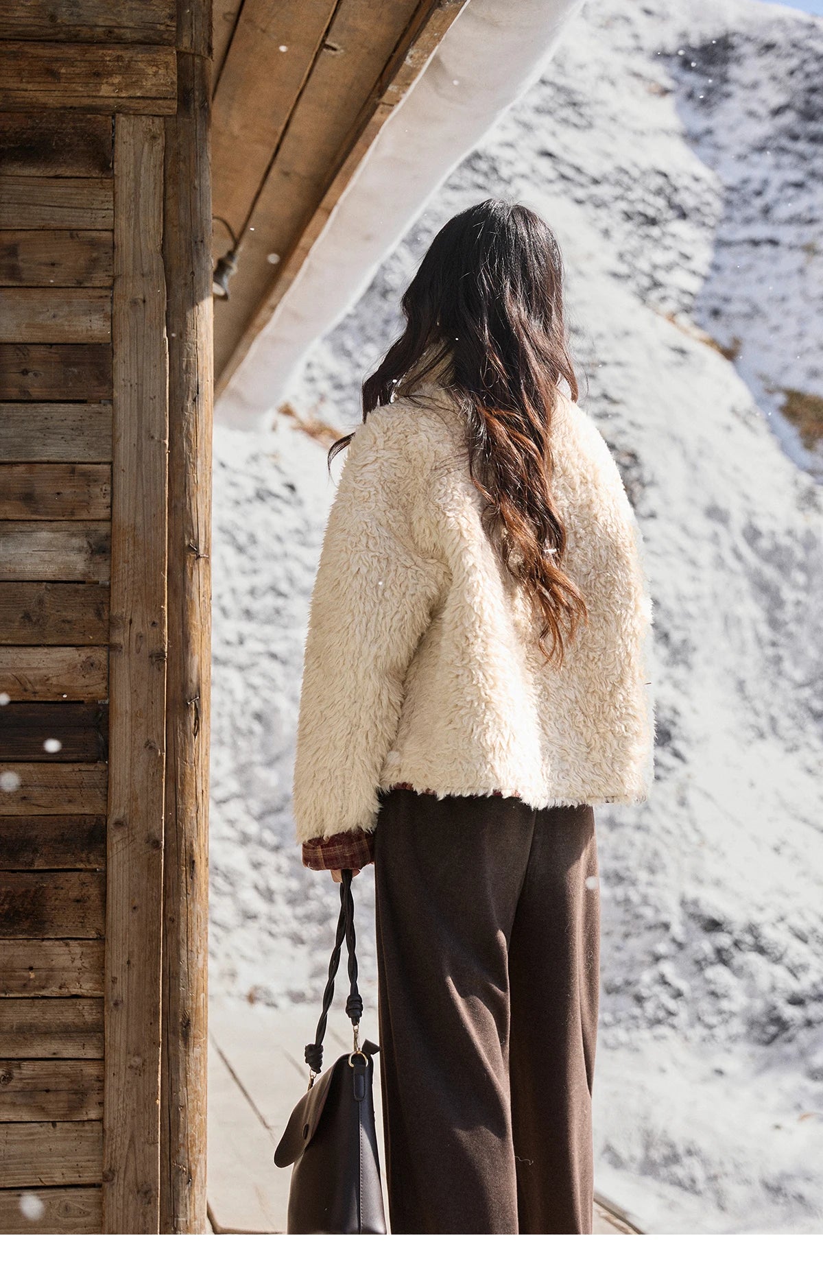 MISHOW Christmas Women's Reversible Retro Red Plaid Lamb Wool Coat 2025 Winter Loose Warm Fur-Lined Lapel Outerwear MXE93W1009