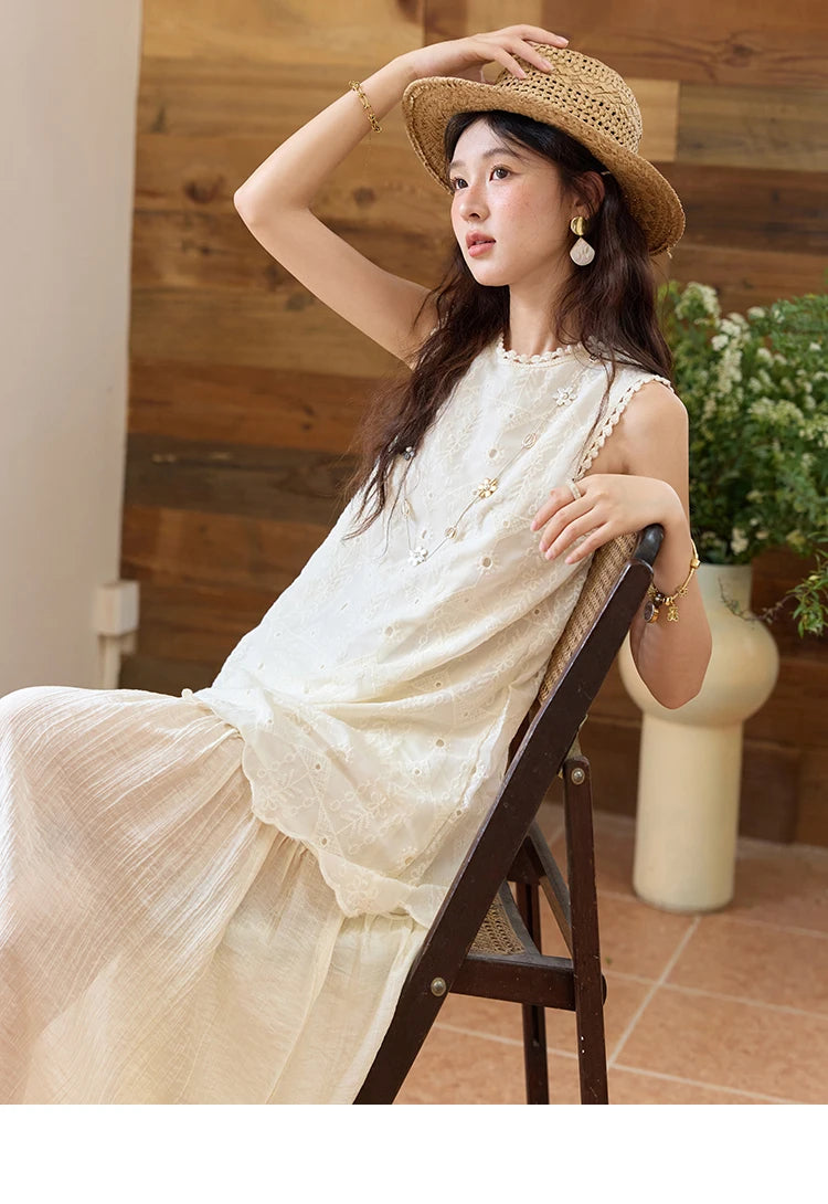 Mishow French Embroidery Fake Two-Piece Vest Dress MXE34L2311