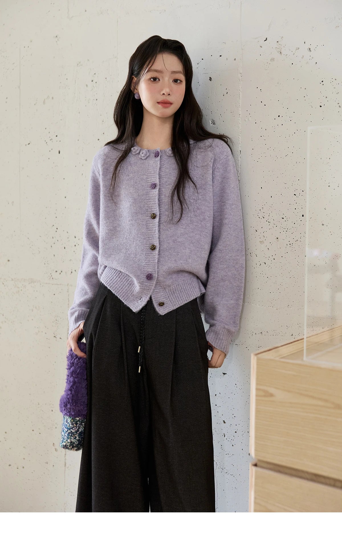 MISHOW Women's Trousers 2025 Autumn Winter Lace-up Gray Wide-leg Pants High Waist Slim Commuting Casual Pants Women MXE51K1106