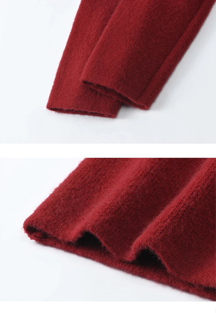 MISHOW Red Knitted Short Cardigan Women Autumn Winter New Cherry Ornaments Sweet Slim Fit V-neck Long Sleeve Tops MXD112Z1006