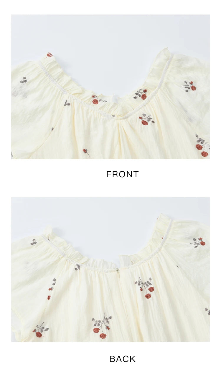 MISHOW Women's V-neck Chiffon Embroidery Dress 2025 Summer New Fashion Lace Splicing Print Dresses Women's Clothing MXE39L2382