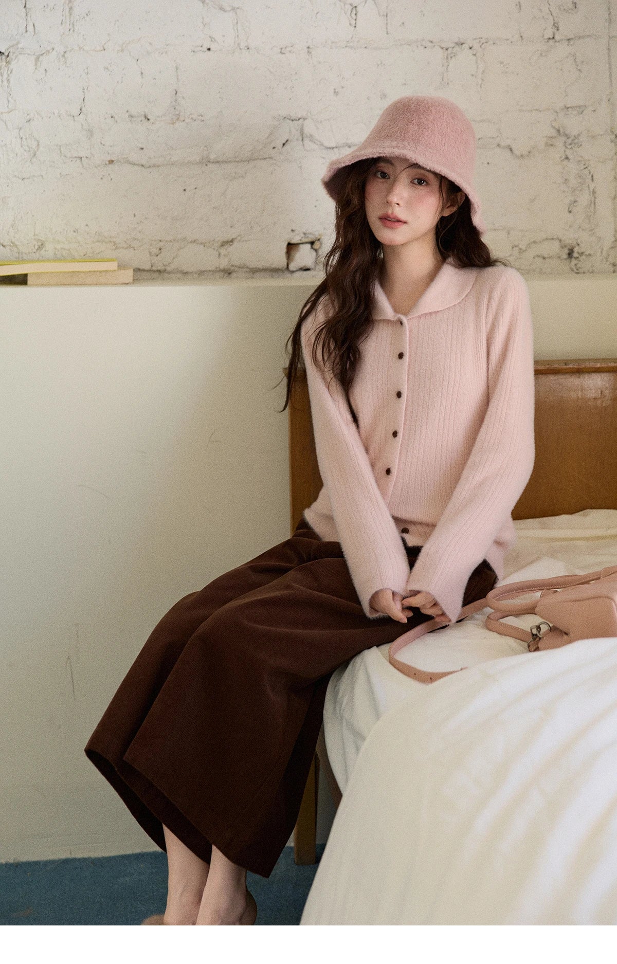 MISHOW Woman Yellow Cardigan 2025 Winter Imitation Mink Fur Knitted Cardigan Turn-down Collar Long Sleeves Soft Top MXE89Z2671