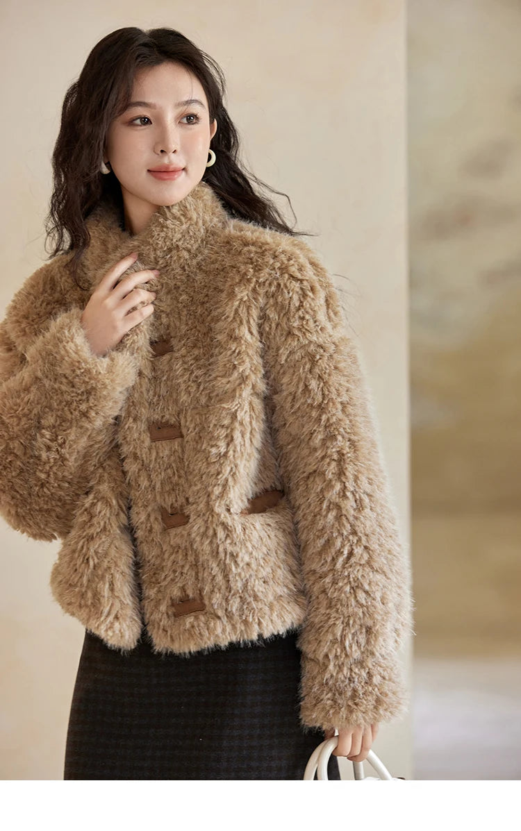 MISHOW American Vintage Faux Fur Jacket Women 2024 Winter Warm Thickened Turn Down Collar Fur One Reversible Jacket MXD55W0648
