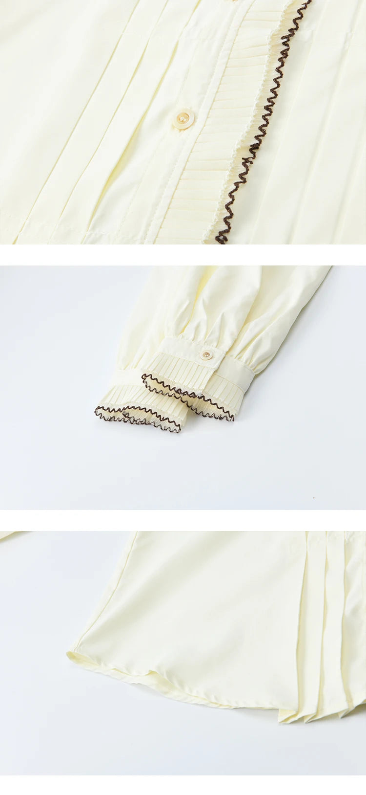 MISHOW Women's Apricot  Retro Blouses 2025 Autumn V-neck Pleated Double-layer Lace Tops Lantern Sleeves Loose Blouse MXE46C2404