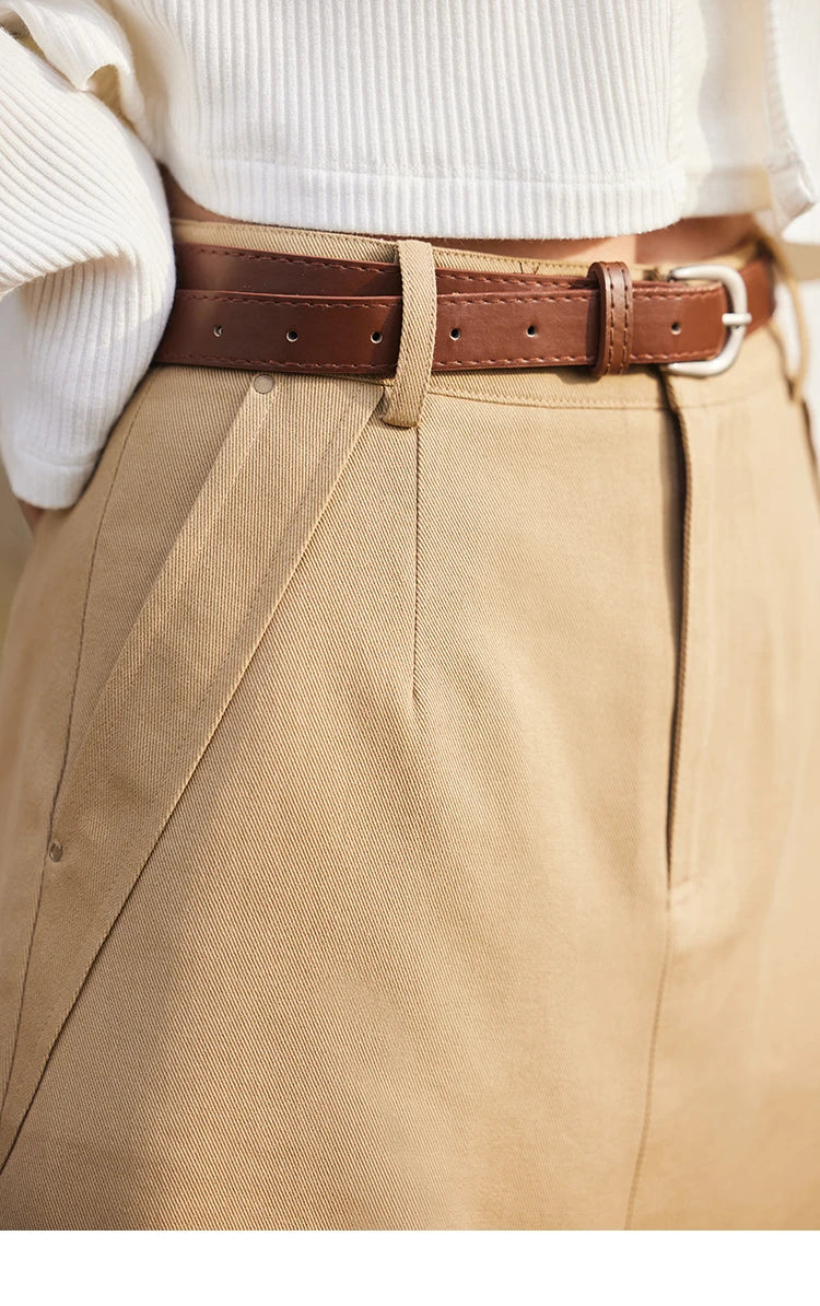 MISHOW Khaki Skirt for Women Spring 2025 Symmetrical Diagonal Insert Pocket Skirts High Waist Slim A-line Short Skirt MXE13B0694