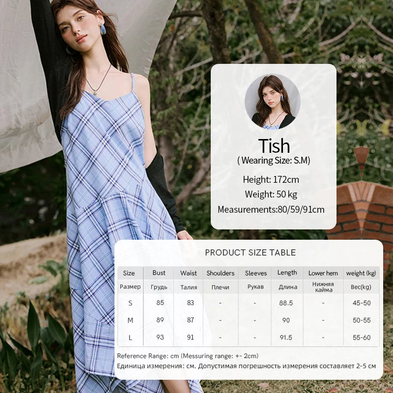 MISHOW Holiday Women's Summer Camisole Dresses 2025 Sleeveless Blue Palid Slim A-line Dress Female New Fashion Thin MXE33L2260