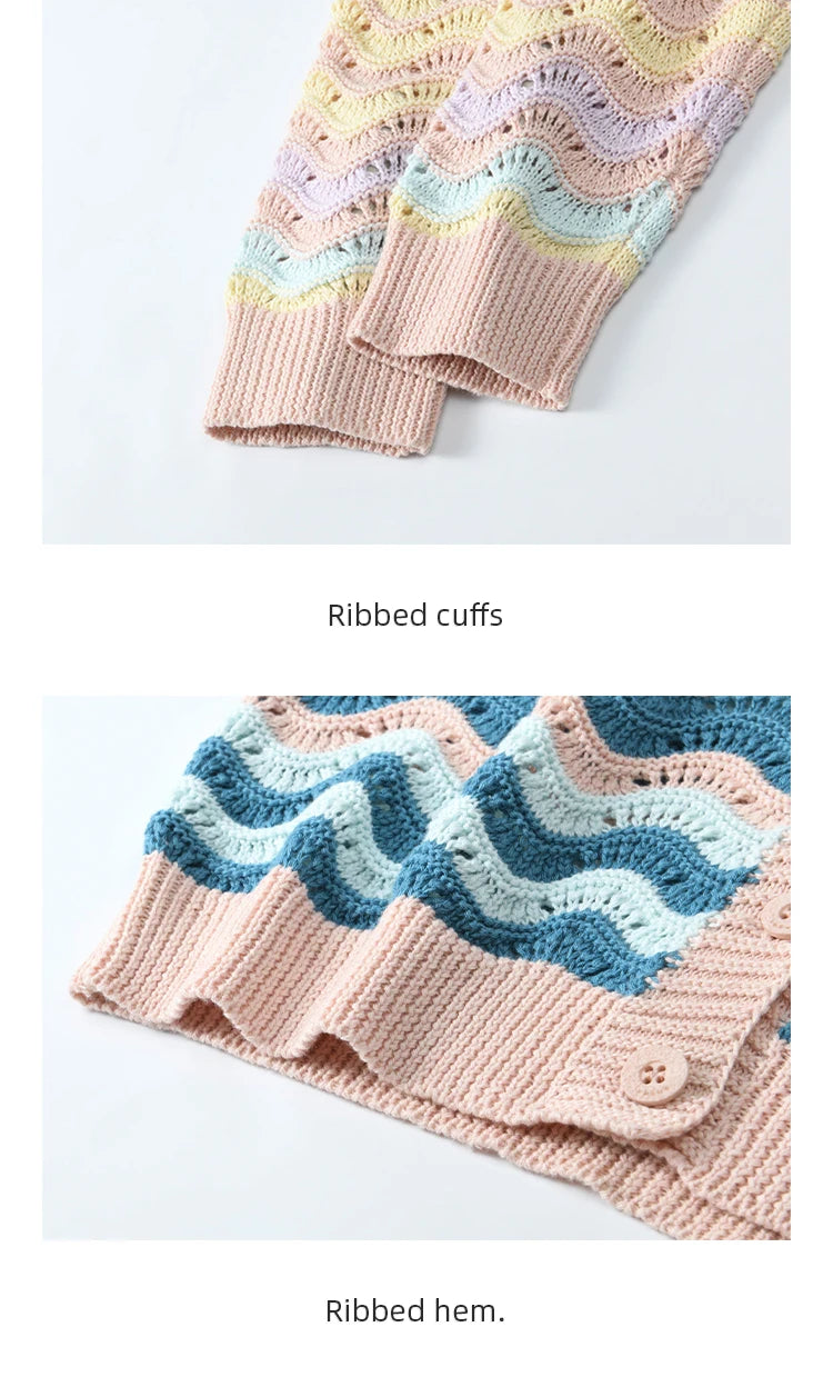 MISHOW Color Stripe Knitted Cardigan Women 2025 Spring V-neck Long Sleeve Loose Cardigans Woman Fashion Office Lady MXE16Z1203