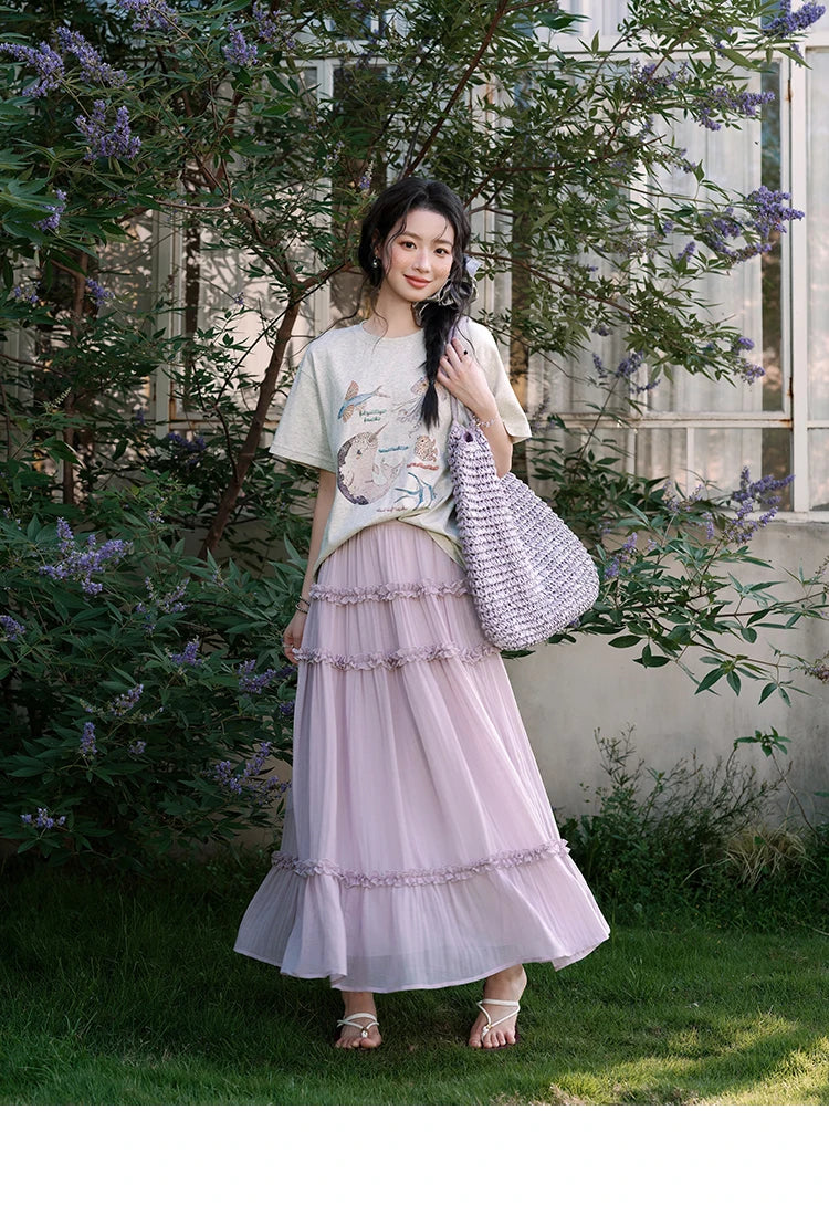 MISHOW Fashion Print T-shirts for women 2025 Summer New O-Neck Loose Casual Short Sleeve Cotton Top Female Clothing MXE36T0575